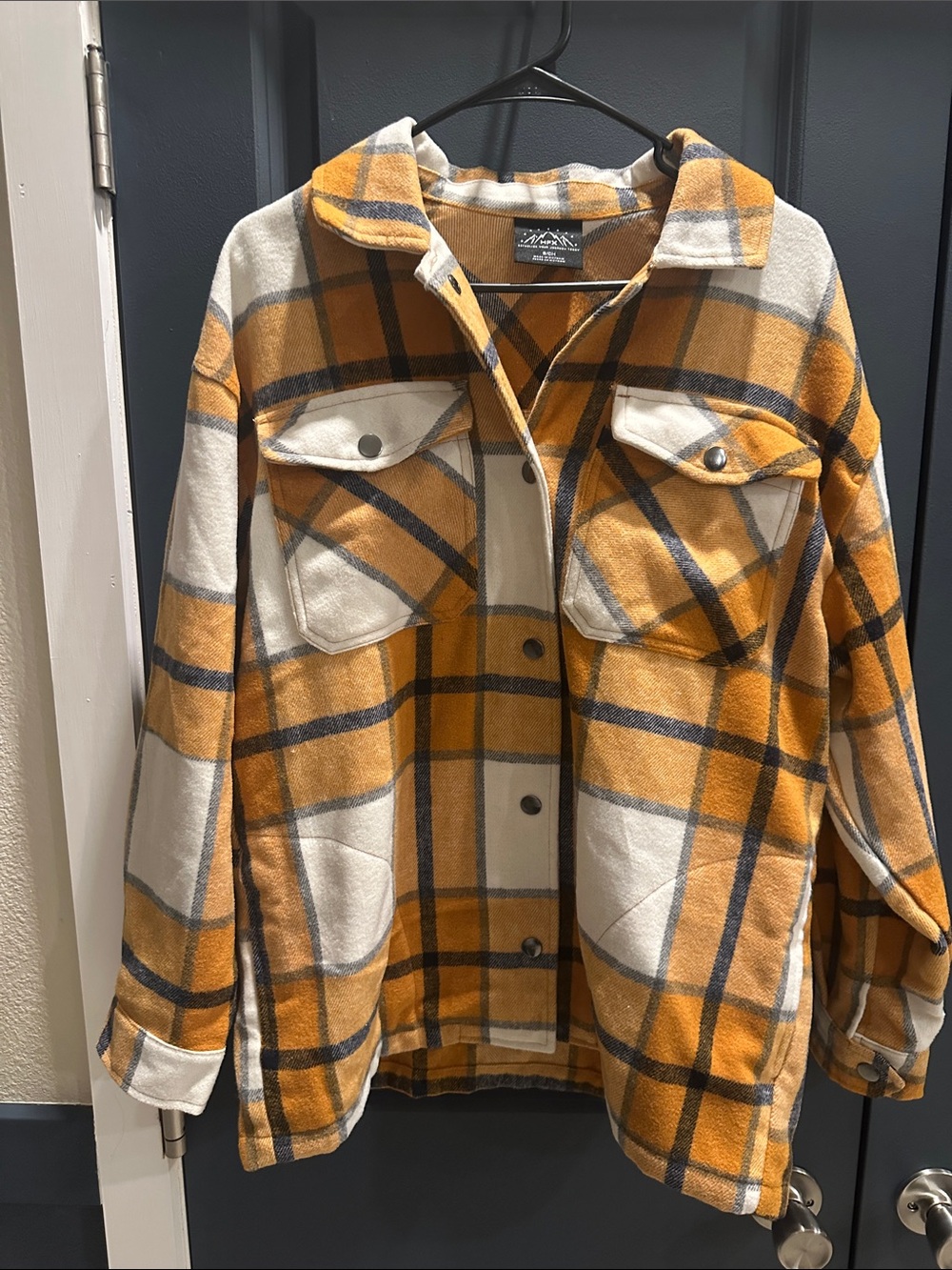HFX Mustard Plaid Button up shacket